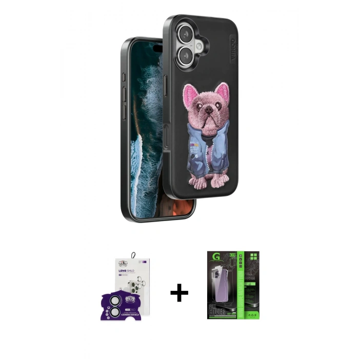 MARSİLYAN™- iPhone 16 Kılıf İz Minimal Koleksiyonu - Şeffaf 360 Full Body Arka Koruyucu + Bilvis Titan Kamera Lens - YL