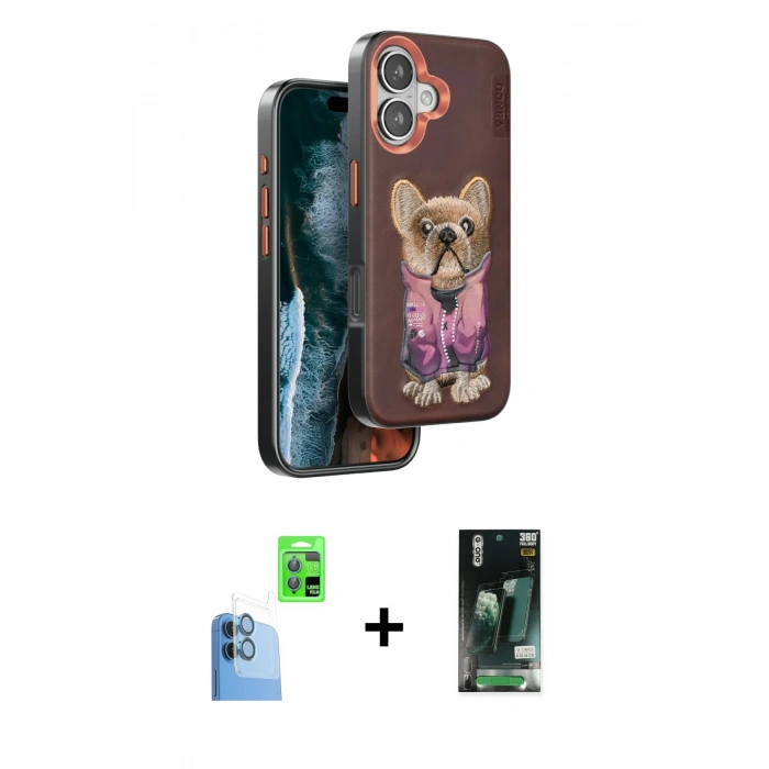 MARSİLYAN™- iPhone 16 Kılıf İz Minimal Koleksiyonu - Siyah 360 Mat Full Body Arka Koruyucu + Raze Metal Kamera Lens - LT