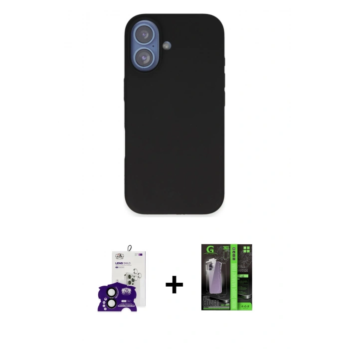 MARSİLYAN™- iPhone 16 Kılıf Kıvılcım Çizgi Serisi - Şeffaf 360 Full Body Arka Koruyucu + Bilvis Titan Kamera Lens - SH