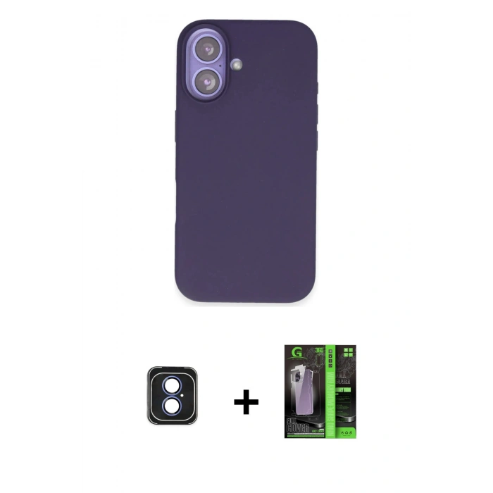 MARSİLYAN™- iPhone 16 Kılıf Kıvılcım Çizgi Serisi - Şeffaf 360 Full Body Arka Koruyucu + PVD Metal Kamera Lens - MI