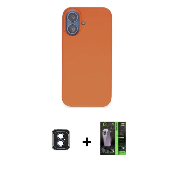 MARSİLYAN™- iPhone 16 Kılıf Kıvılcım Çizgi Serisi - Şeffaf 360 Full Body Arka Koruyucu + PVD Metal Kamera Lens - MI