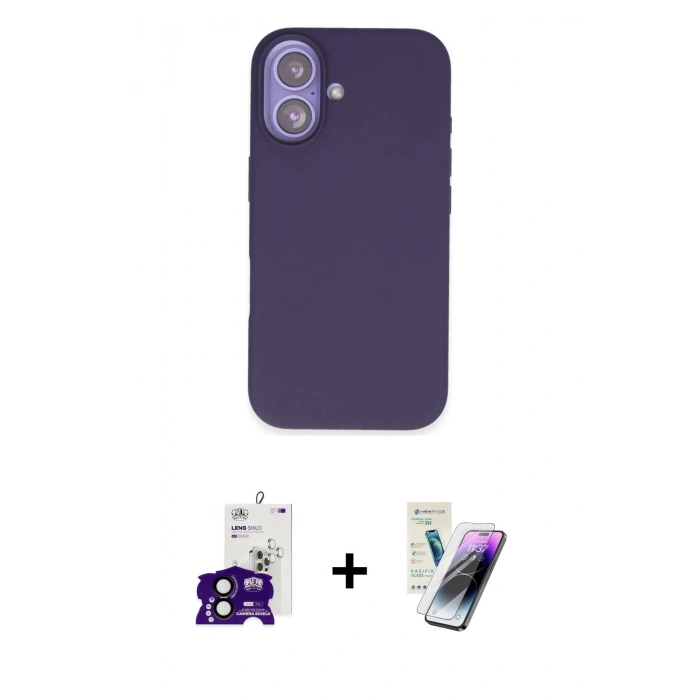 MARSİLYAN™- iPhone 16 Kılıf Kıvılcım Çizgi Serisi - Şeffaf Pasifik Cam Ekran Koruyucu + Bilvis Titan Kamera Lens - SH