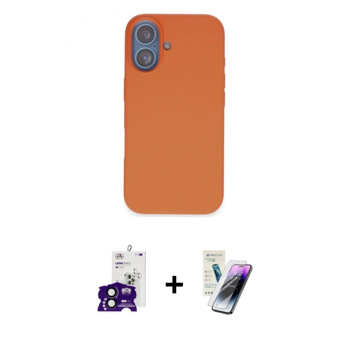 MARSİLYAN™- iPhone 16 Kılıf Kıvılcım Çizgi Serisi - Şeffaf Pasifik Cam Ekran Koruyucu + Bilvis Titan Kamera Lens - SH