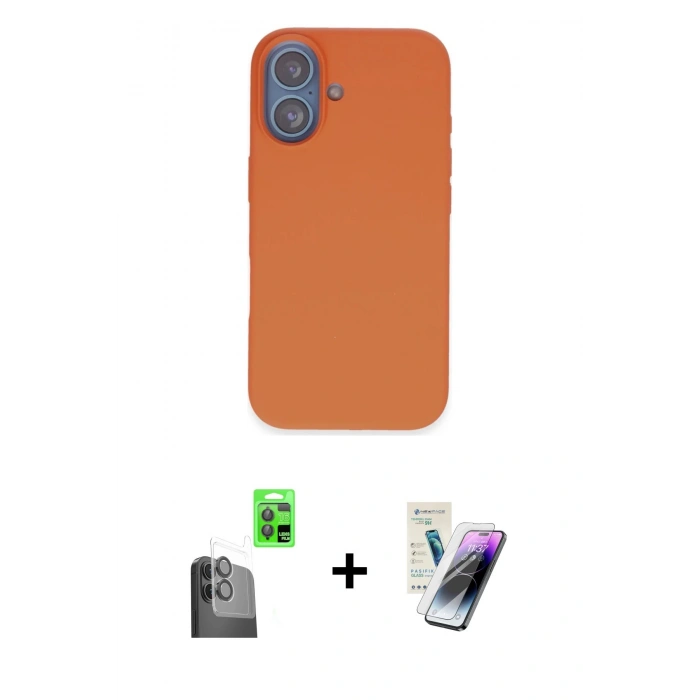 MARSİLYAN™- iPhone 16 Kılıf Kıvılcım Çizgi Serisi - Şeffaf Pasifik Cam Ekran Koruyucu + Raze Metal Kamera Lens - SH