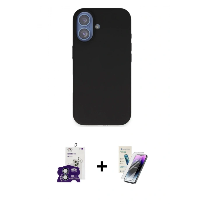 MARSİLYAN™- iPhone 16 Kılıf Kıvılcım Çizgi Serisi - Şeffaf Pasifik Cam Ekran Koruyucu + Bilvis Titan Kamera Lens - YL