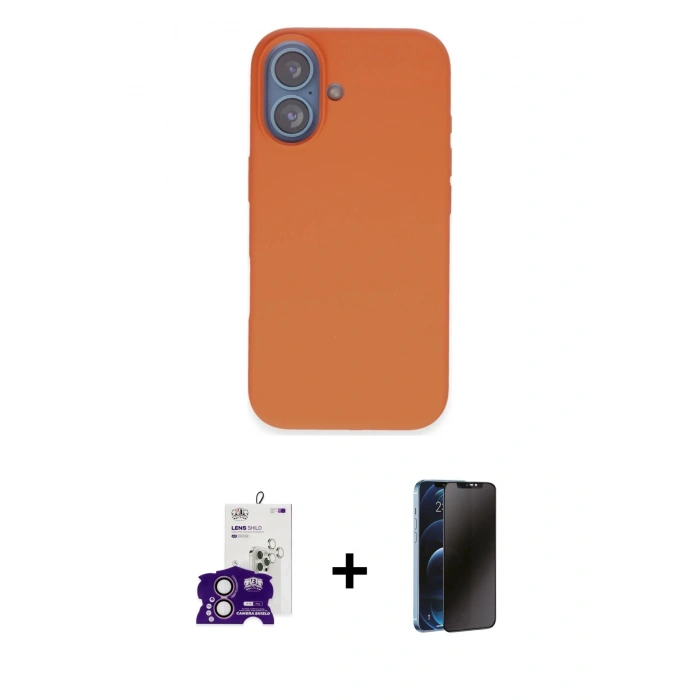 MARSİLYAN™- iPhone 16 Kılıf Kıvılcım Çizgi Serisi - Siyah 3D Antistatik Hayalet Cam Ekran Koruyucu + Bilvis Titan Kamera Lens - PE