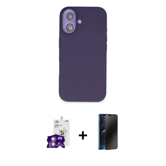 MARSİLYAN™- iPhone 16 Kılıf Kıvılcım Çizgi Serisi - Siyah 3D Antistatik Hayalet Cam Ekran Koruyucu + Bilvis Titan Kamera Lens - GS