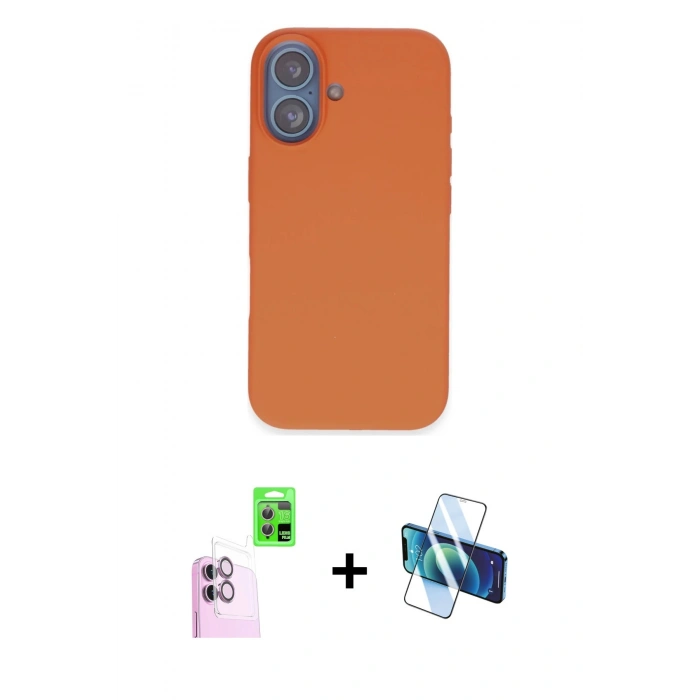 MARSİLYAN™- iPhone 16 Kılıf Kıvılcım Çizgi Serisi - Siyah 3D Antistatik Seramik Nano Ekran Koruyucu + Pembe Raze Metal Kamera Lens