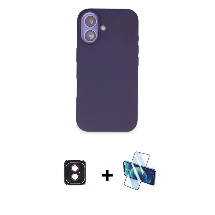 MARSİLYAN™- iPhone 16 Kılıf Kıvılcım Çizgi Serisi - Siyah 3D Antistatik Seramik Nano Ekran Koruyucu + PVD Metal Kamera Lens - PE
