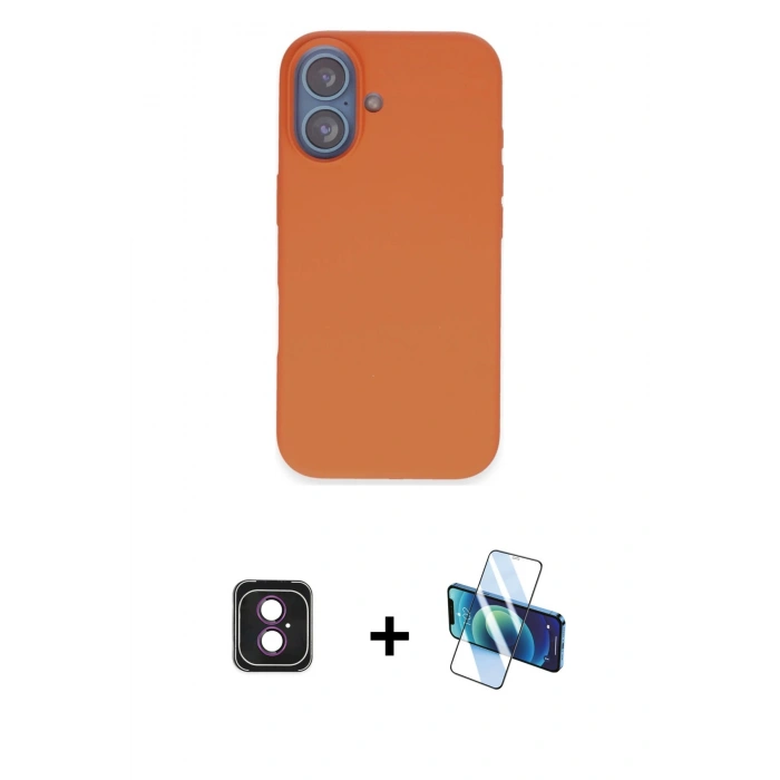 MARSİLYAN™- iPhone 16 Kılıf Kıvılcım Çizgi Serisi - Siyah 3D Antistatik Seramik Nano Ekran Koruyucu + PVD Metal Kamera Lens - PE