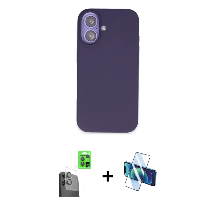 MARSİLYAN™- iPhone 16 Kılıf Kıvılcım Çizgi Serisi - Siyah 3D Antistatik Seramik Nano Ekran Koruyucu + Raze Metal Kamera Lens - SH