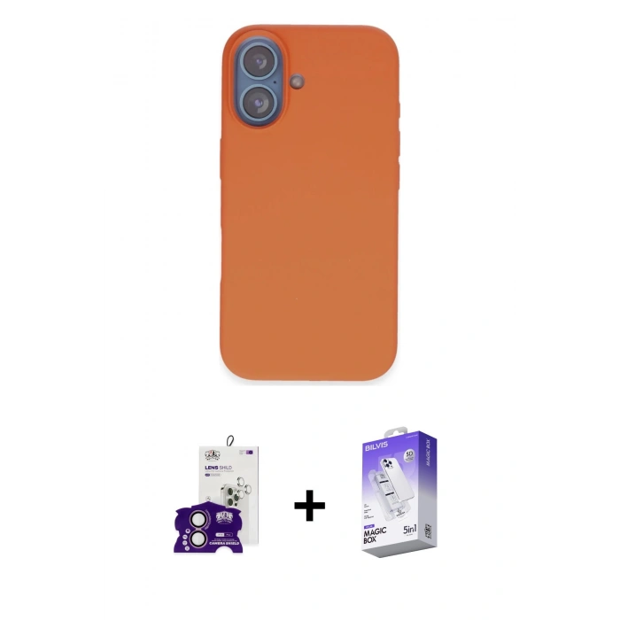 MARSİLYAN™- iPhone 16 Kılıf Kıvılcım Çizgi Serisi - Siyah Bilvis 5in1 3D Magic Cam Ekran Koruyucu + Bilvis Titan Kamera Lens - PE