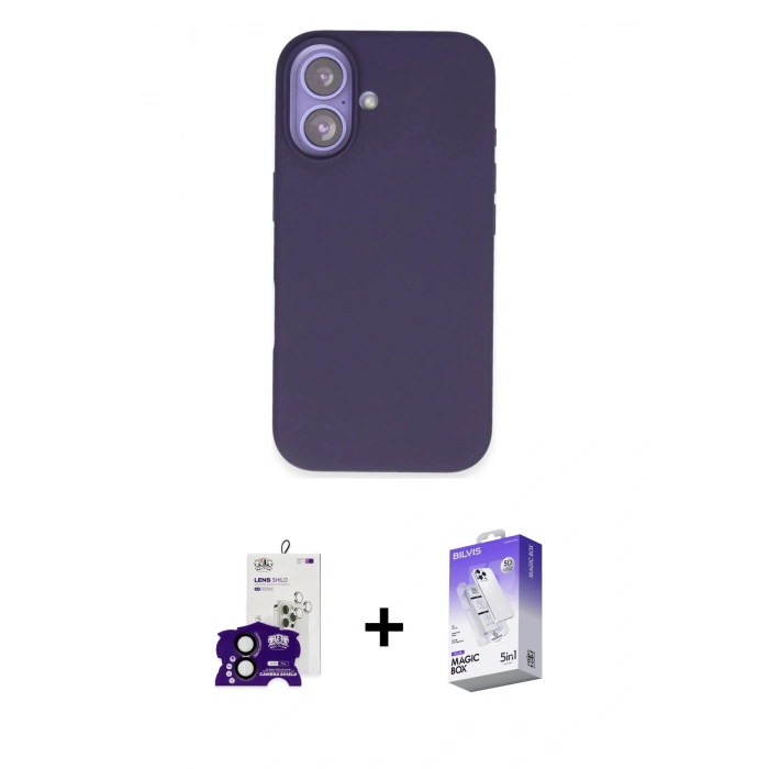 MARSİLYAN™- iPhone 16 Kılıf Kıvılcım Çizgi Serisi - Siyah Bilvis 5in1 3D Magic Cam Ekran Koruyucu + Bilvis Titan Kamera Lens - SH
