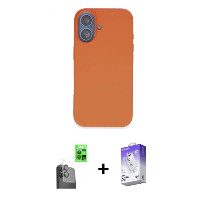 MARSİLYAN™- iPhone 16 Kılıf Kıvılcım Çizgi Serisi - Siyah Bilvis 5in1 3D Magic Cam Ekran Koruyucu + Raze Metal Kamera Lens - SH