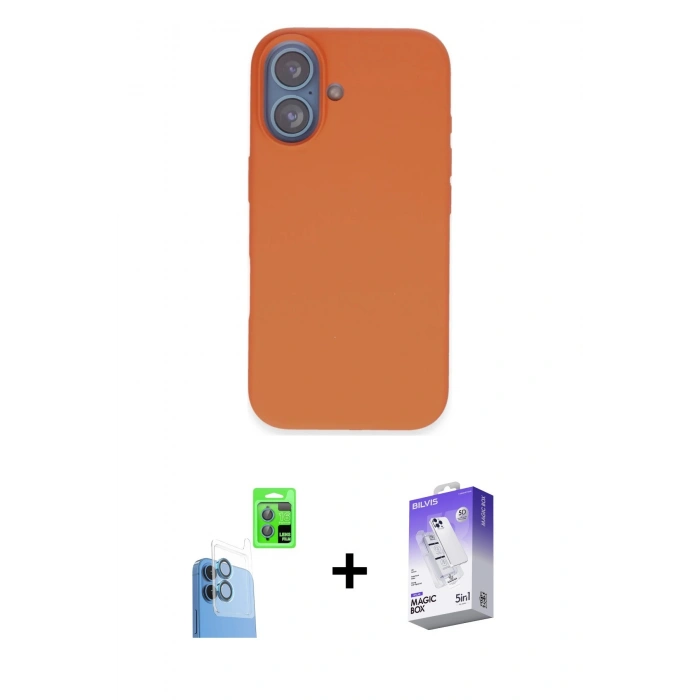 MARSİLYAN™- iPhone 16 Kılıf Kıvılcım Çizgi Serisi - Siyah Bilvis 5in1 3D Magic Cam Ekran Koruyucu + Raze Metal Kamera Lens - LT