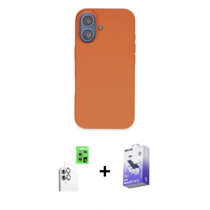 MARSİLYAN™- iPhone 16 Kılıf Kıvılcım Çizgi Serisi - Siyah Bilvis 5in1 5D Magic Hayalet Cam Ekran Koruyucu + Raze Metal Kamera Lens - BZ
