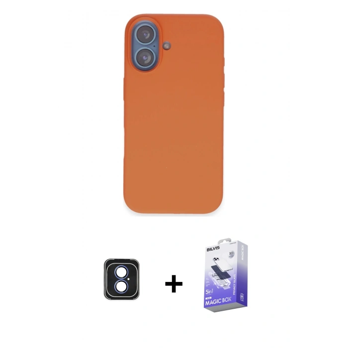 MARSİLYAN™- iPhone 16 Kılıf Kıvılcım Çizgi Serisi - Siyah Bilvis 5in1 5D Magic Hayalet Cam Ekran Koruyucu + PVD Metal Kamera Lens - MI