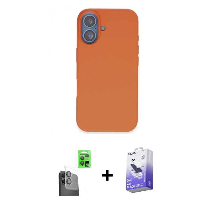 MARSİLYAN™- iPhone 16 Kılıf Kıvılcım Çizgi Serisi - Siyah Bilvis 5in1 5D Magic Hayalet Cam Ekran Koruyucu + Raze Metal Kamera Lens - SH