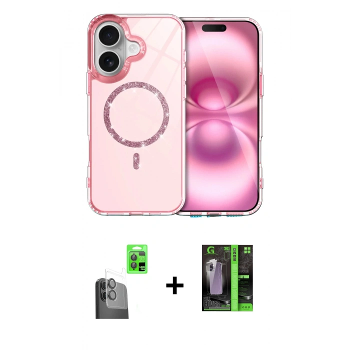 MARSİLYAN™- iPhone 16 Kılıf Kıvılcım Form Prime - Şeffaf 360 Full Body Arka Koruyucu + Raze Metal Kamera Lens - SH