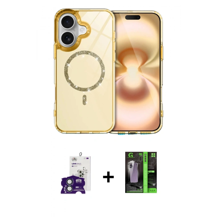 MARSİLYAN™- iPhone 16 Kılıf Kıvılcım Form Prime - Şeffaf 360 Full Body Arka Koruyucu + Bilvis Titan Kamera Lens - YL