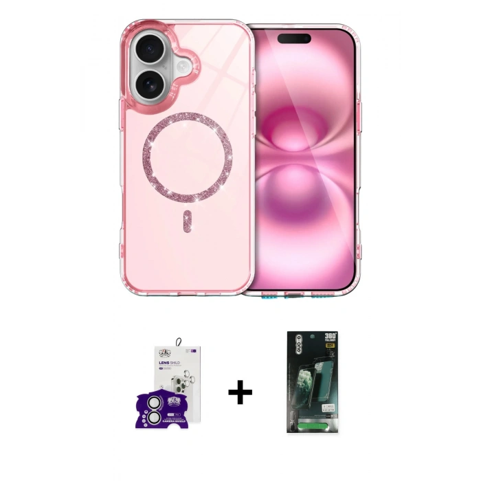MARSİLYAN™- iPhone 16 Kılıf Kıvılcım Form Prime - Siyah 360 Mat Full Body Arka Koruyucu + Bilvis Titan Kamera Lens - GS