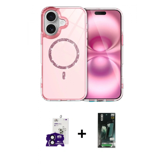 MARSİLYAN™- iPhone 16 Kılıf Kıvılcım Form Prime - Siyah 360 Mat Full Body Arka Koruyucu + Siyah Bilvis Titan Kamera Lens