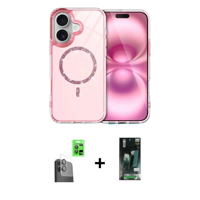 MARSİLYAN™- iPhone 16 Kılıf Kıvılcım Form Prime - Siyah 360 Mat Full Body Arka Koruyucu + Raze Metal Kamera Lens - SH
