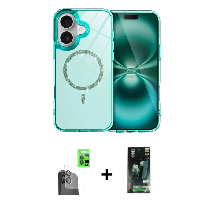 MARSİLYAN™- iPhone 16 Kılıf Kıvılcım Form Prime - Siyah 360 Mat Full Body Arka Koruyucu + Raze Metal Kamera Lens - SH