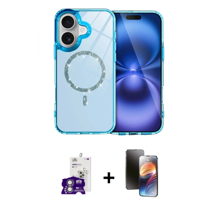 MARSİLYAN™- iPhone 16 Kılıf Kıvılcım Form Prime - Siyah 3D Antistatik Mat Seramik Nano Ekran Koruyucu + Bilvis Titan Kamera Lens - GS