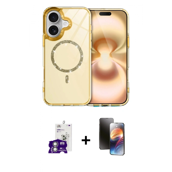 MARSİLYAN™- iPhone 16 Kılıf Kıvılcım Form Prime - Siyah 3D Antistatik Mat Seramik Nano Ekran Koruyucu + Bilvis Titan Kamera Lens - GS