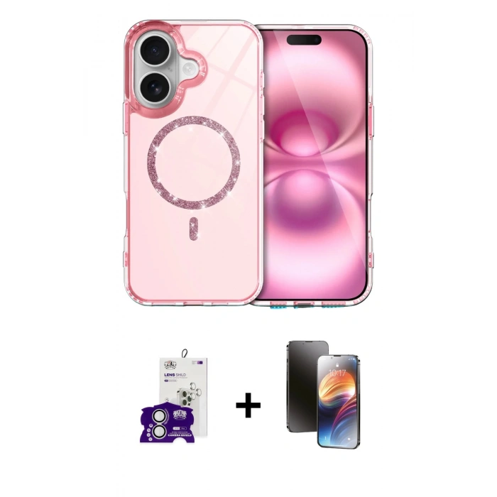 MARSİLYAN™- iPhone 16 Kılıf Kıvılcım Form Prime - Siyah 3D Antistatik Mat Seramik Nano Ekran Koruyucu + Bilvis Titan Kamera Lens - GS