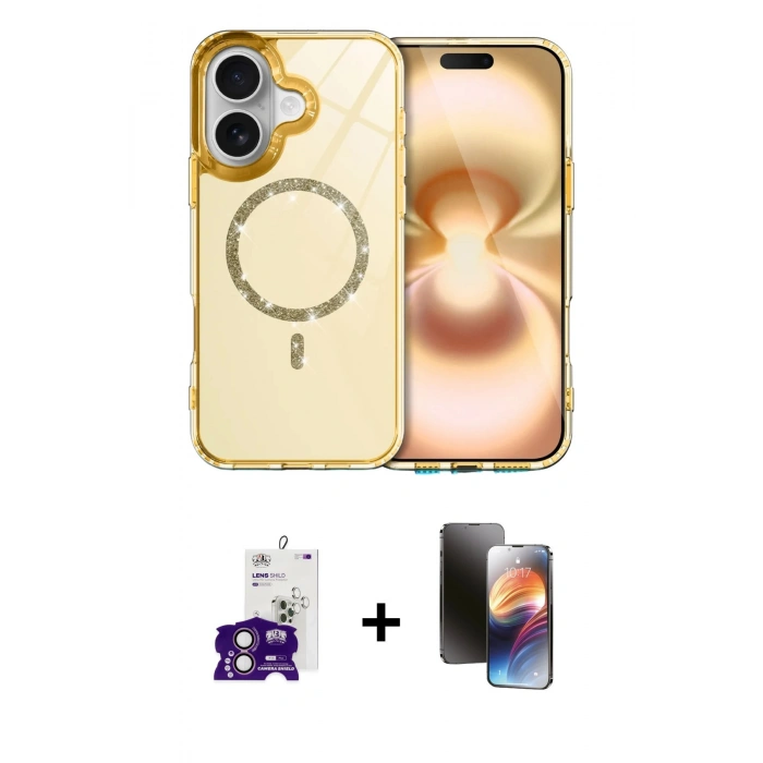 MARSİLYAN™- iPhone 16 Kılıf Kıvılcım Form Prime - Siyah 3D Antistatik Mat Seramik Nano Ekran Koruyucu + Bilvis Titan Kamera Lens - PE