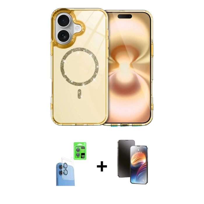 MARSİLYAN™- iPhone 16 Kılıf Kıvılcım Form Prime - Siyah 3D Antistatik Mat Seramik Nano Ekran Koruyucu + Raze Metal Kamera Lens - LT