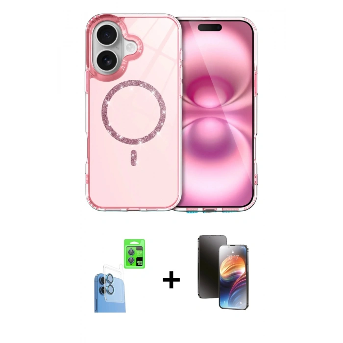 MARSİLYAN™- iPhone 16 Kılıf Kıvılcım Form Prime - Siyah 3D Antistatik Mat Seramik Nano Ekran Koruyucu + Raze Metal Kamera Lens - LT