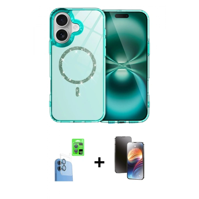 MARSİLYAN™- iPhone 16 Kılıf Kıvılcım Form Prime - Siyah 3D Antistatik Mat Seramik Nano Ekran Koruyucu + Raze Metal Kamera Lens - LT