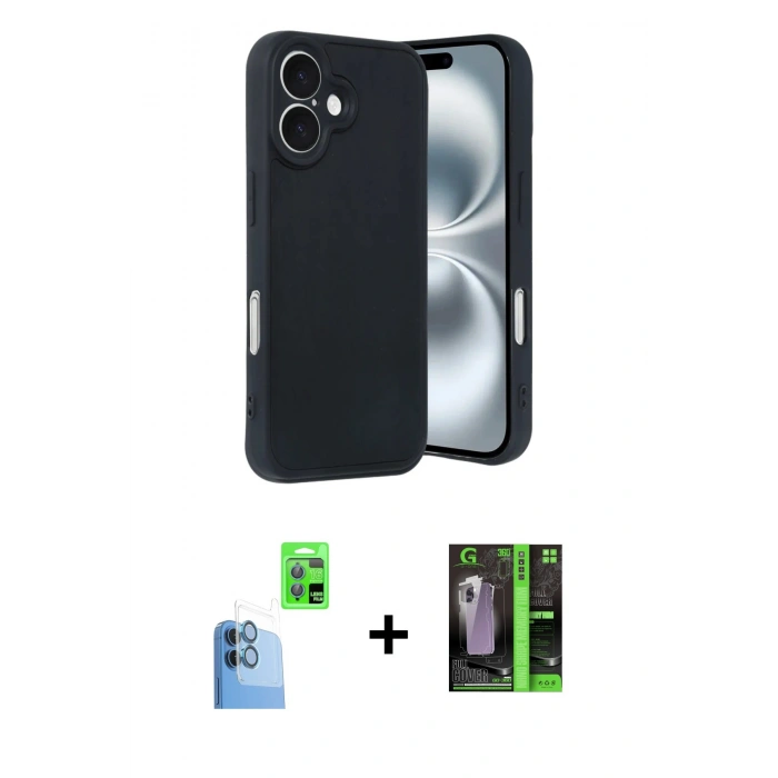 MARSİLYAN™- iPhone 16 Kılıf Kıvılcım Işık Serisi - Şeffaf 360 Full Body Arka Koruyucu + Raze Metal Kamera Lens - LT