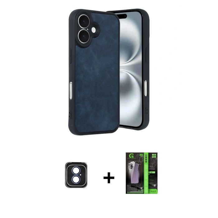 MARSİLYAN™- iPhone 16 Kılıf Kıvılcım Işık Serisi - Şeffaf 360 Full Body Arka Koruyucu + PVD Metal Kamera Lens - MI