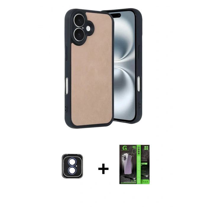 MARSİLYAN™- iPhone 16 Kılıf Kıvılcım Işık Serisi - Şeffaf 360 Full Body Arka Koruyucu + PVD Metal Kamera Lens - MI