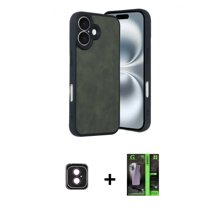 MARSİLYAN™- iPhone 16 Kılıf Kıvılcım Işık Serisi - Şeffaf 360 Full Body Arka Koruyucu + PVD Metal Kamera Lens - PE