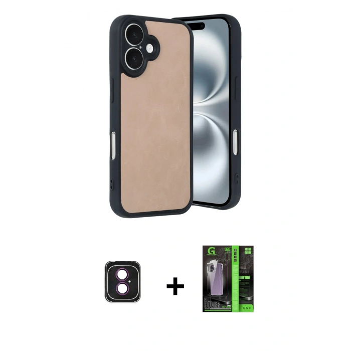 MARSİLYAN™- iPhone 16 Kılıf Kıvılcım Işık Serisi - Şeffaf 360 Full Body Arka Koruyucu + PVD Metal Kamera Lens - PE