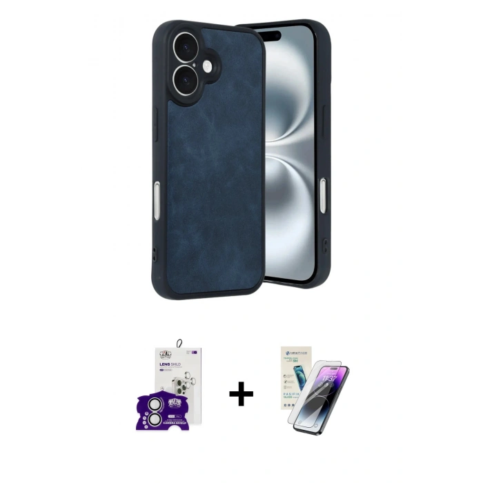 MARSİLYAN™- iPhone 16 Kılıf Kıvılcım Işık Serisi - Şeffaf Pasifik Cam Ekran Koruyucu + Bilvis Titan Kamera Lens - GS