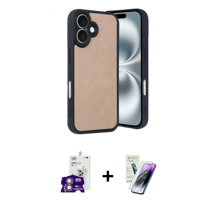 MARSİLYAN™- iPhone 16 Kılıf Kıvılcım Işık Serisi - Şeffaf Pasifik Cam Ekran Koruyucu + Bilvis Titan Kamera Lens - GS