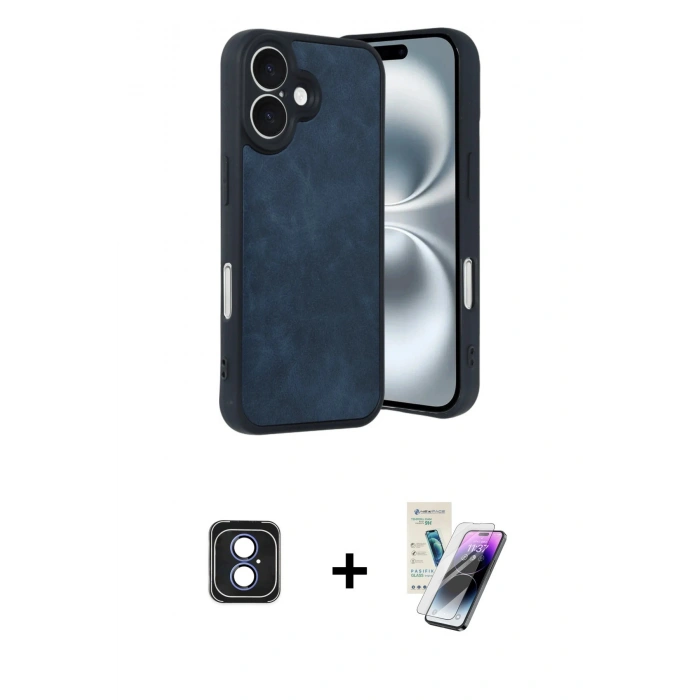 MARSİLYAN™- iPhone 16 Kılıf Kıvılcım Işık Serisi - Şeffaf Pasifik Cam Ekran Koruyucu + PVD Metal Kamera Lens - MI