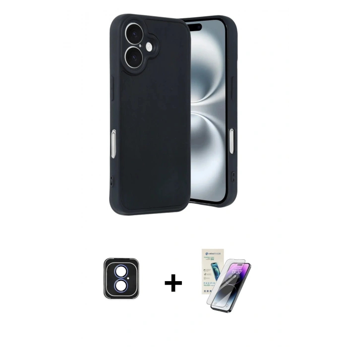 MARSİLYAN™- iPhone 16 Kılıf Kıvılcım Işık Serisi - Şeffaf Pasifik Cam Ekran Koruyucu + PVD Metal Kamera Lens - MI