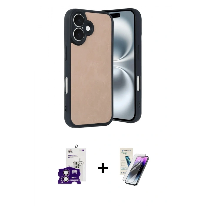 MARSİLYAN™- iPhone 16 Kılıf Kıvılcım Işık Serisi - Şeffaf Pasifik Cam Ekran Koruyucu + Bilvis Titan Kamera Lens - PE