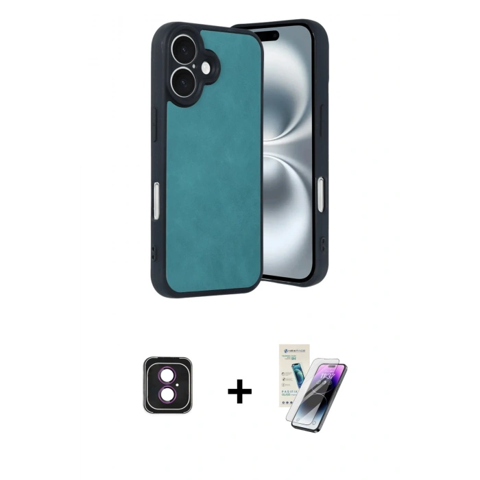 MARSİLYAN™- iPhone 16 Kılıf Kıvılcım Işık Serisi - Şeffaf Pasifik Cam Ekran Koruyucu + PVD Metal Kamera Lens - PE