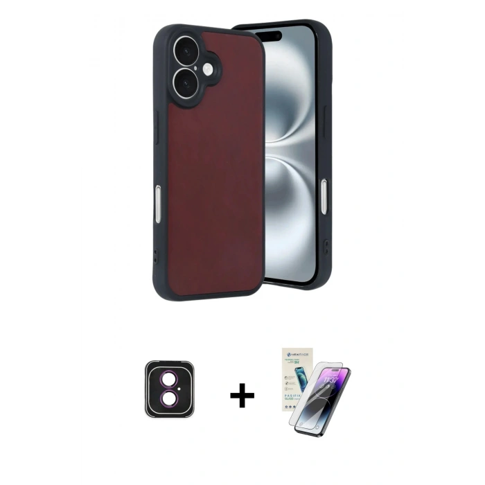 MARSİLYAN™- iPhone 16 Kılıf Kıvılcım Işık Serisi - Şeffaf Pasifik Cam Ekran Koruyucu + PVD Metal Kamera Lens - PE