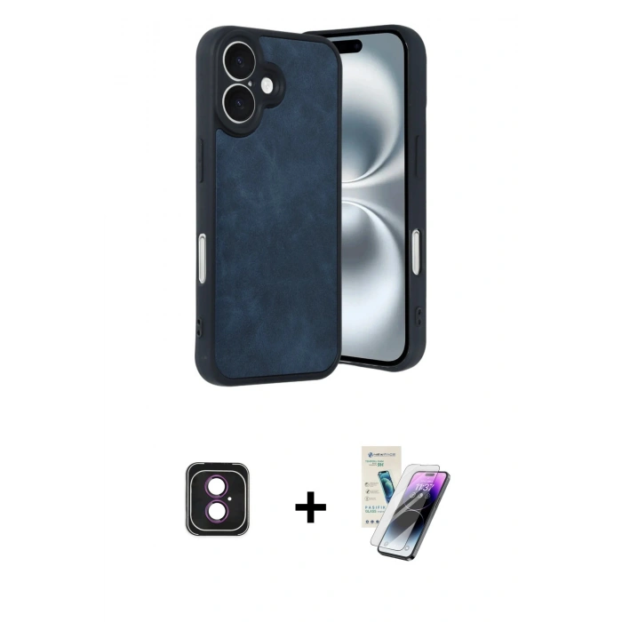 MARSİLYAN™- iPhone 16 Kılıf Kıvılcım Işık Serisi - Şeffaf Pasifik Cam Ekran Koruyucu + PVD Metal Kamera Lens - PE
