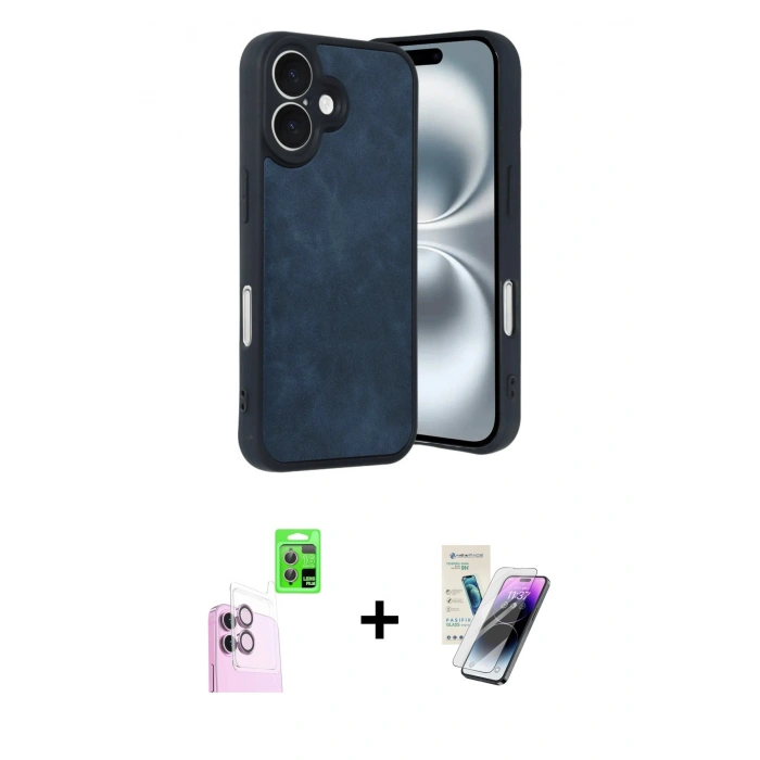 MARSİLYAN™- iPhone 16 Kılıf Kıvılcım Işık Serisi - Şeffaf Pasifik Cam Ekran Koruyucu + Raze Metal Kamera Lens - PE