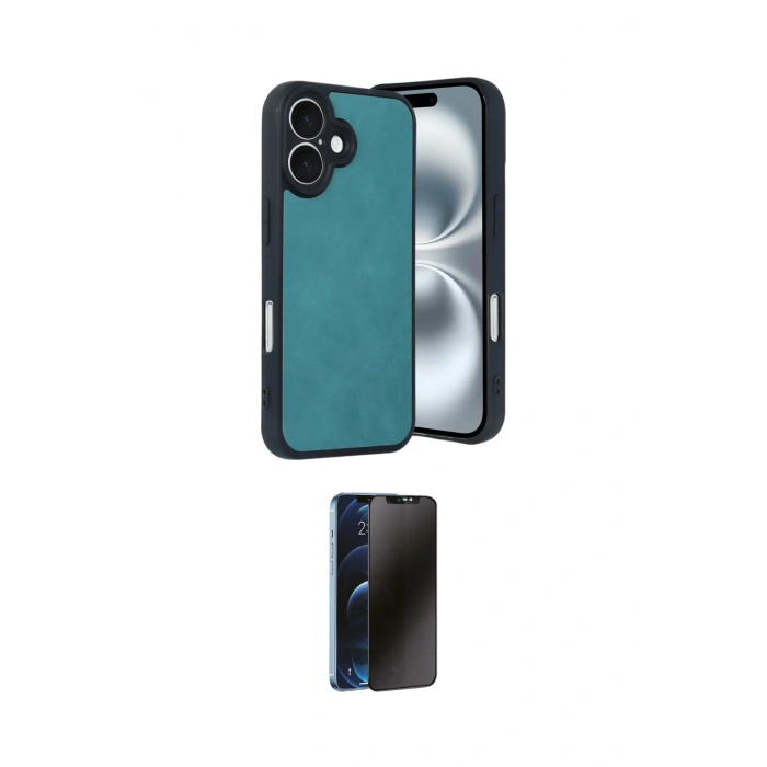 MARSİLYAN™- iPhone 16 Kılıf Kıvılcım Işık Serisi - Siyah 3D Antistatik Hayalet Cam Ekran Koruyucu
